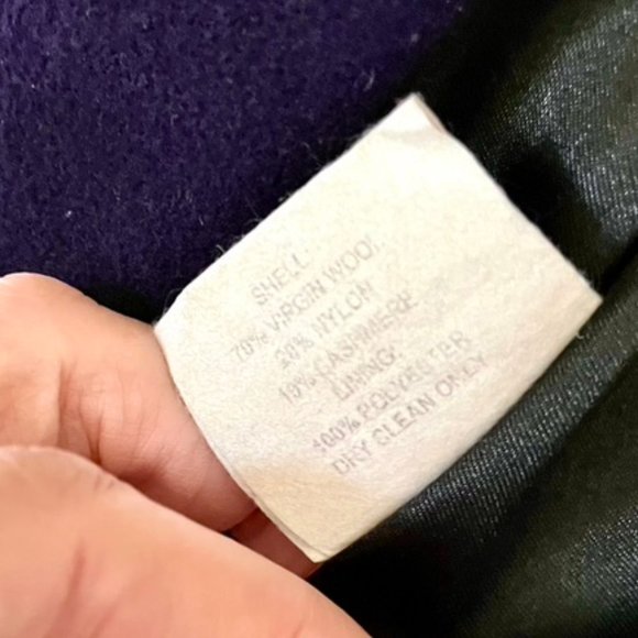 Eggplant Kristen Blake Classic Cashmere Wool Coat, Small - Picture 6 of 6